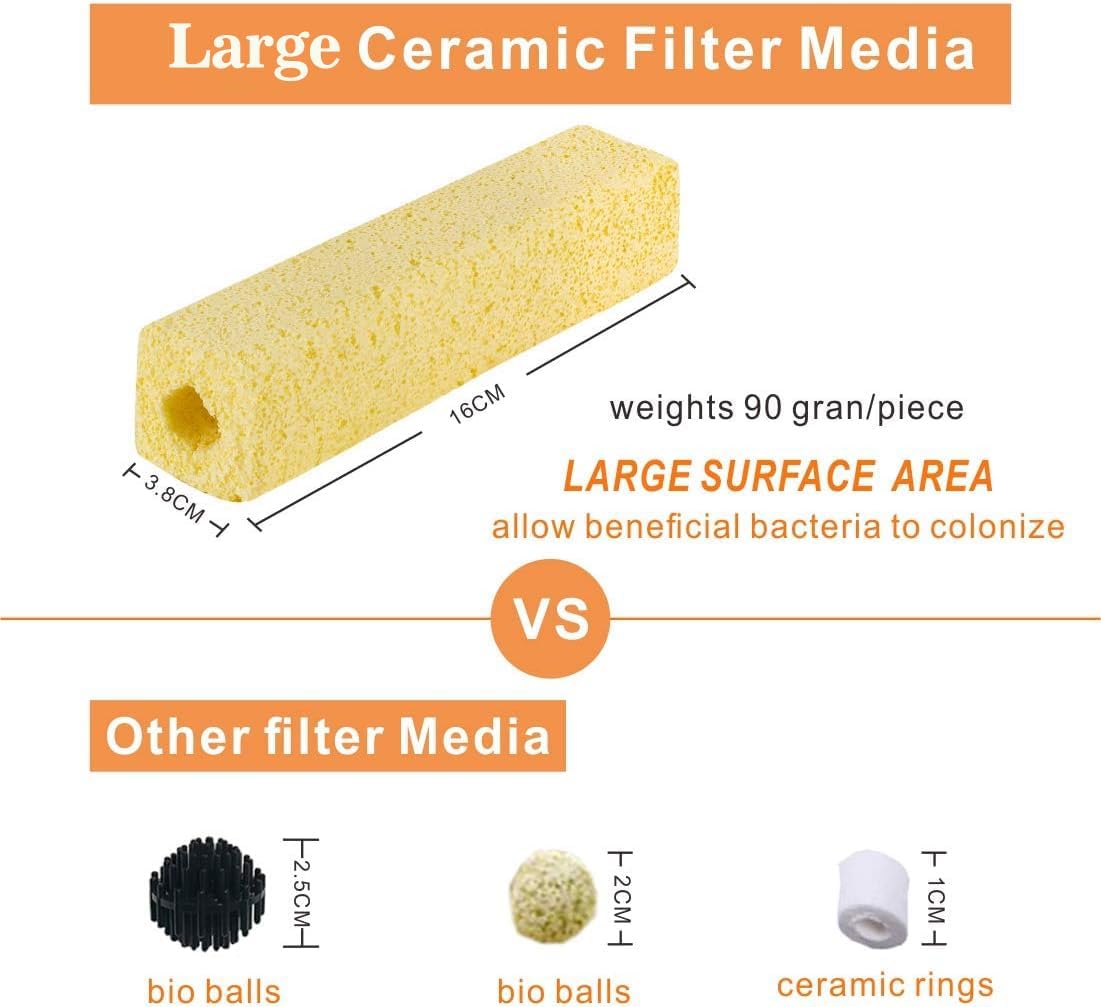 hygger 6.2-Inch Long Aquarium Bio Media Ceramic Filter Media Blocks for Sump Tank Pond Fre